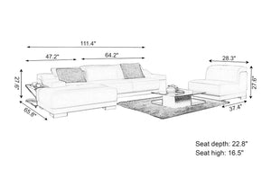 Everlin Mini Modern Leather Sectional