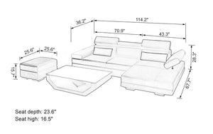 Merdell Mini Modern Leather Sectional with Chaise
