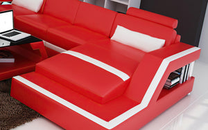 Emerson Small Modern Leather Sectional with Ottoman
