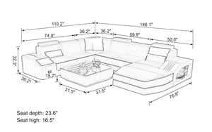 Baiae Modern U-Shape Leather Sectional