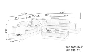 Halsey Modern Leather Sectional with Console Table