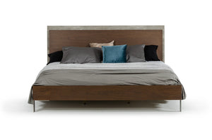 Camona Modern Dark Walnut & Faux Concrete Bed