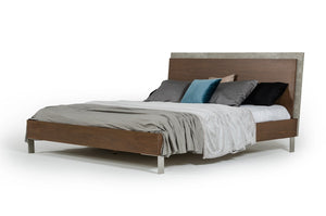 Camona Modern Dark Walnut & Faux Concrete Bed