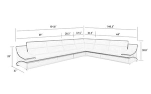 Umi Modern Leather Sectional with Coffee Table Set