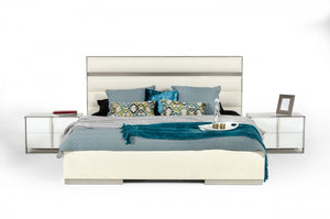 Apede Modern White & Stainless Steel Nightstand