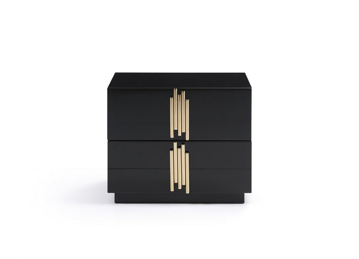 Tavi Modern Black & Gold Nightstand