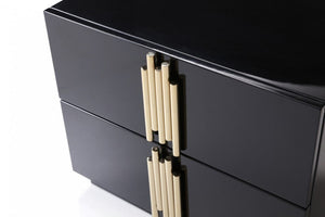 Tavi Modern Black & Gold Nightstand