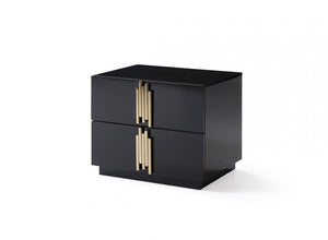 Tavi Modern Black & Gold Nightstand